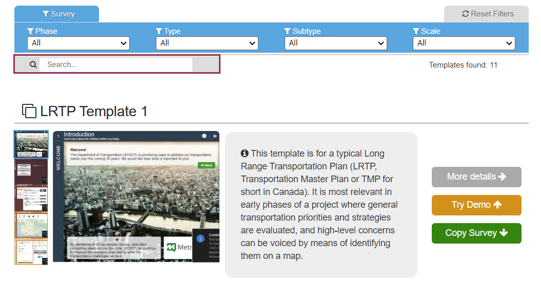Survey Template Library