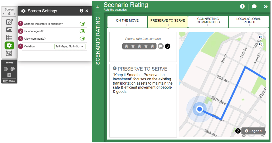 Scenario Rating Screen Settings