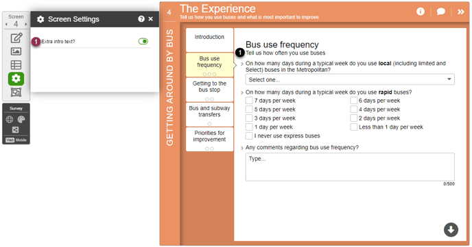 Standard Survey Screen